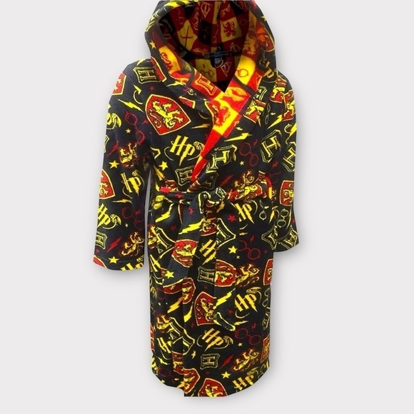 HARRY POTTER FLEECE DRESSING ROBE Small Black No Belt 100% Polyester Warm Cozy - Picture 9 of 10